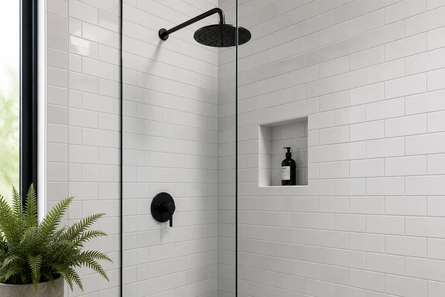 Article hero — shower base and wall junction