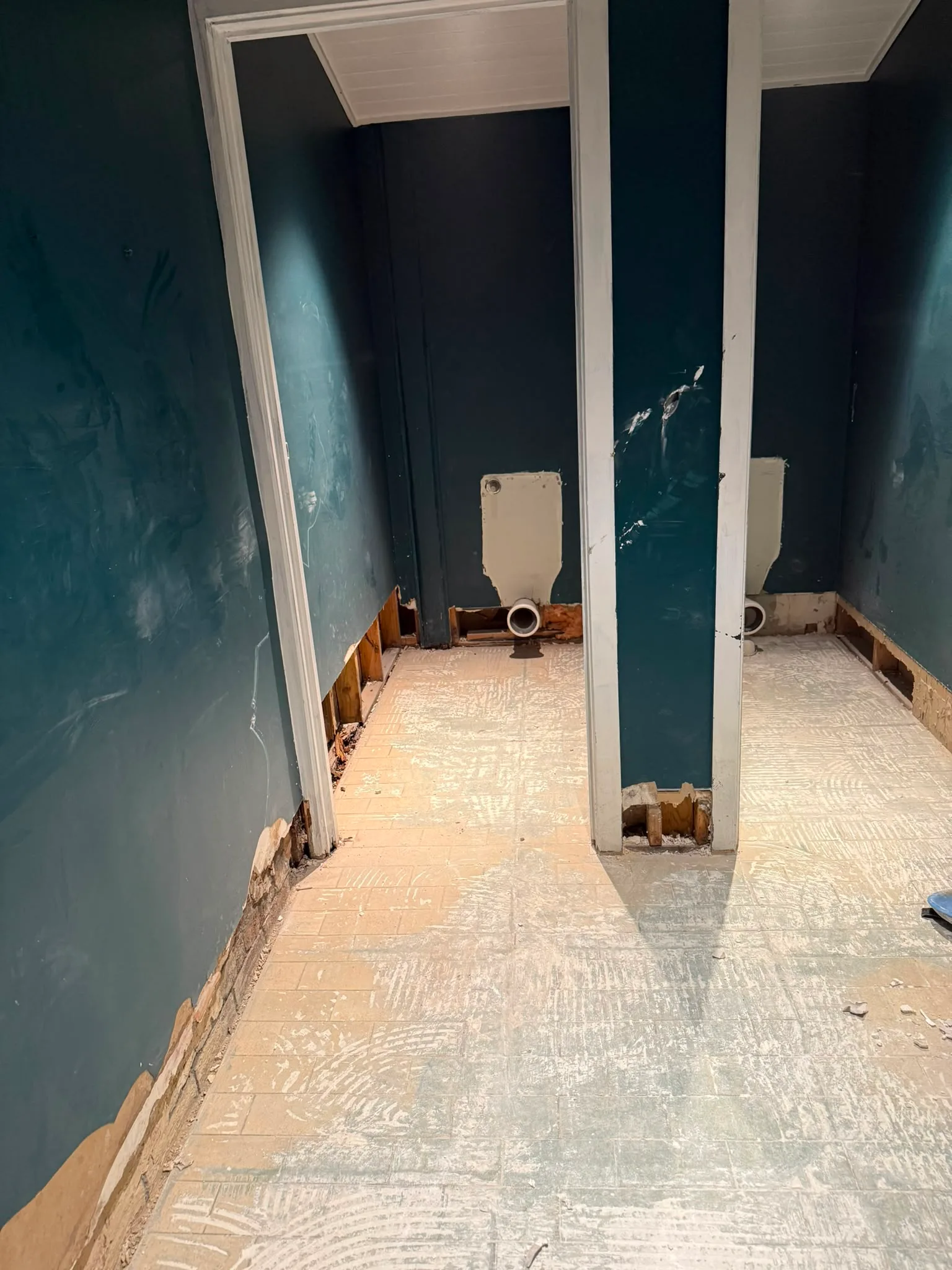 Commercial washroom — before, strip-out