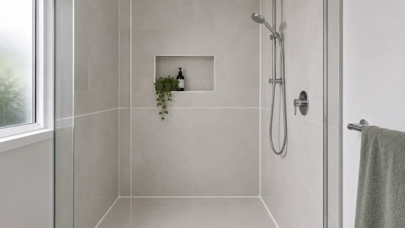 Fresh, clean silicone bead in a shower