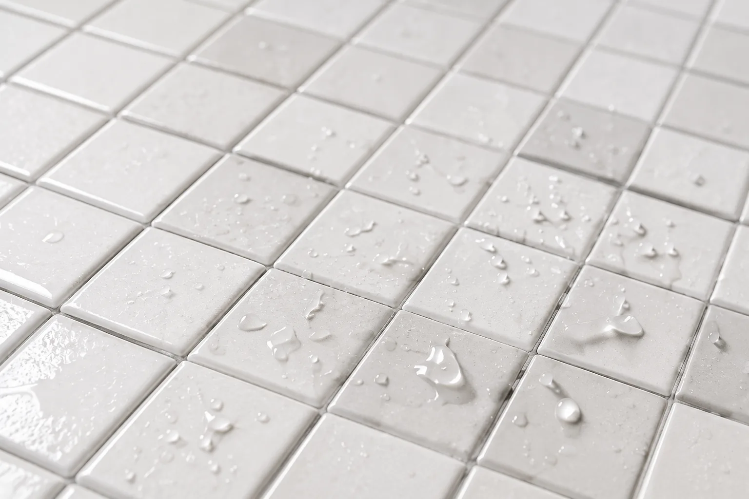 Detail shot — finished tile edge and grout line